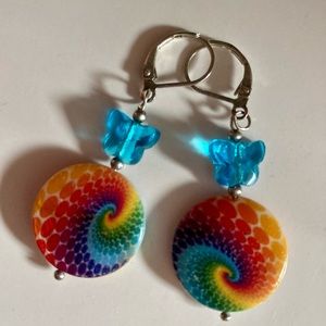 Crystal Butterfly 🦋 Tie-Dye Earrings